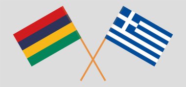 Mauritius ve Yunanistan 'ın çapraz ve dalgalı bayrakları