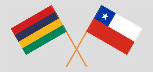 Banderas cruzadas de Mauricio y Chile — Archivo Imágenes Vectoriales