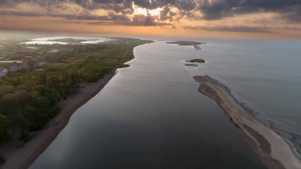 Україна Маріупольський Схід Сонця Морі Чудовий Морський Плащ Дослідження Повітря — стокове відео