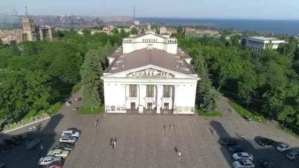 Ucrania Mariupol Teatro Teatro Antes Agresión Rusa Azovstal Planta Mar — Vídeo de stock