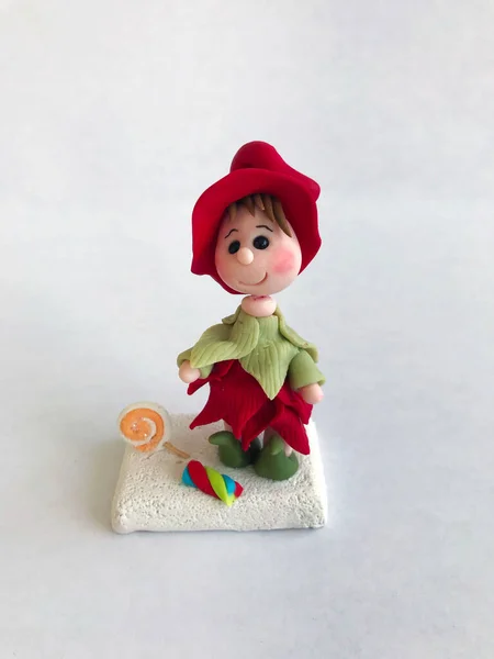 Koud Porselein Elf Kerst Figuur — Stockfoto