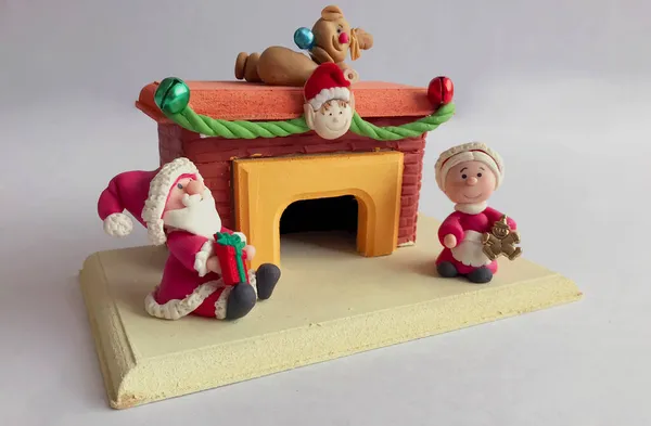 Christmas Santa Claus Family Chimenee — Stock Photo, Image