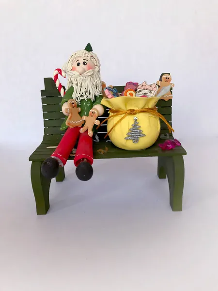 Chistmas Santa Claus Presents Bench — Stock Photo, Image