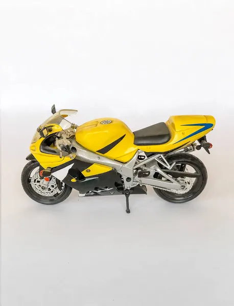 Model Figurky Motocyklu Žluté Dostihy — Stock fotografie