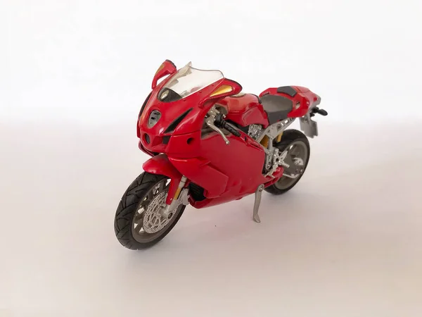 Model Figurky Motocyklové Stupnici Červená Barva Model Závodu — Stock fotografie