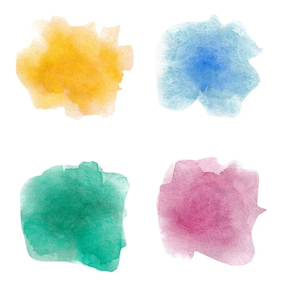 Aquarela Cinza Escova Manchas Greves Conjunto Muitos Elementos Coloridos Isolados — Fotografia de Stock