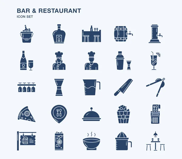 酒吧和餐馆的一组矢量线图标 — 图库矢量图片