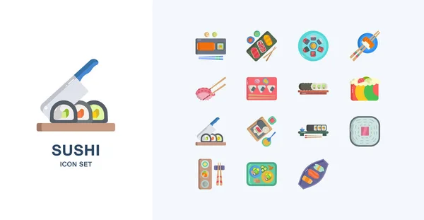 Conjunto Iconos Línea Vectorial Sushi — Archivo Imágenes Vectoriales