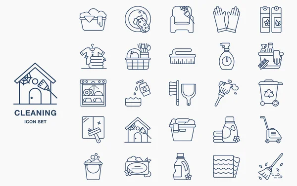 Set Vector Line Icons Cleaning — Stockvektor