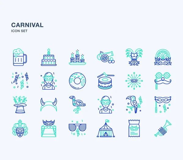 Set Vector Line Icons Carnival — Stock Vector