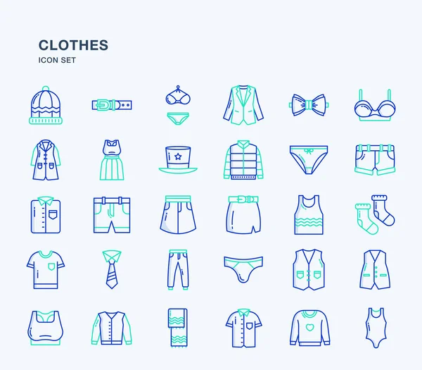 Conjunto Ícones Linha Vetorial Roupas Gráficos De Vetores