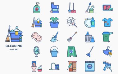 temizlik servis simgeleri, vektör illüstrasyonu