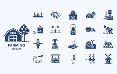 Çiftçilik için modern düz tasarım simgeleri