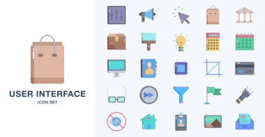 Kullanıcı arayüzü için modern düz tasarım simgeleri seti
