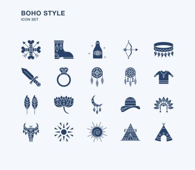 Boho biçimi için vektör simgeleri kümesi
