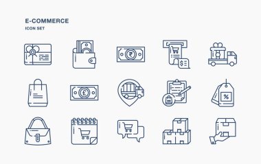 E-ticaret için vektör modern tasarım simgeleri kümesi