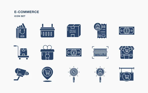 Serie Icone Linea Sottile Commercio Elettronico — Vettoriale Stock