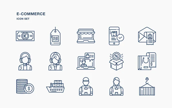 Commerce Symbole Auf Weißem Hintergrund Vektor Illustration — Stockvektor