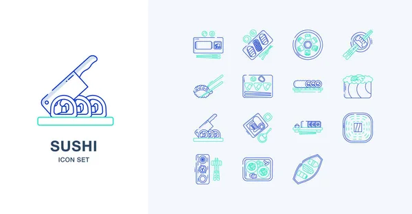 Conjunto Iconos Vectoriales Para Sushi — Vector de stock