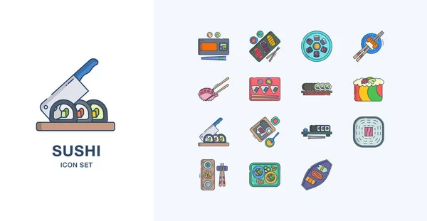 Conjunto Iconos Vectoriales Para Sushi — Archivo Imágenes Vectoriales