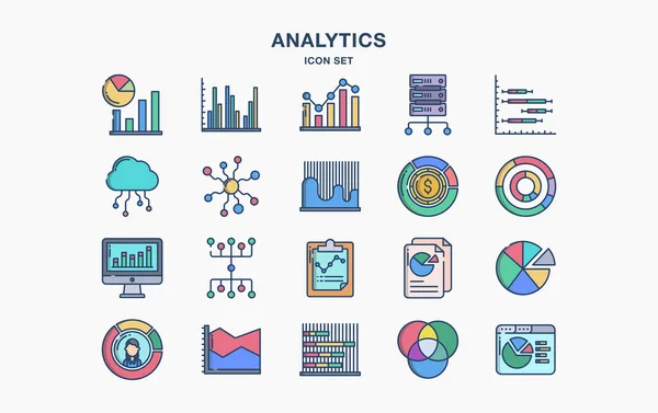 Ilustración Vectorial Iconos Analíticos — Vector de stock