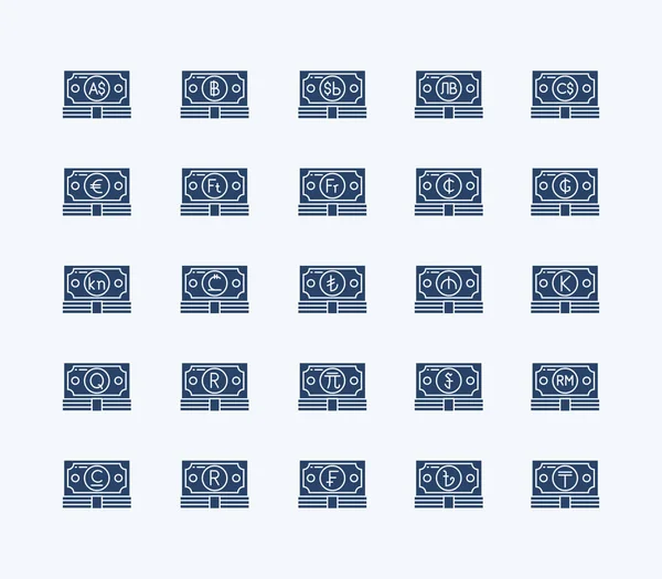 Conjunto Iconos Diseño Plano Moderno Por Dinero — Vector de stock