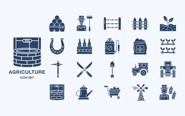 Set Von Vektorsymbolen Für Die Landwirtschaft — Stockvektor