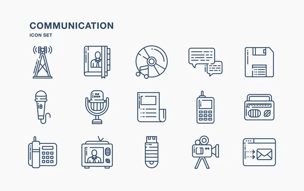 Set Icone Vettoriali Comunicazione — Vettoriale Stock