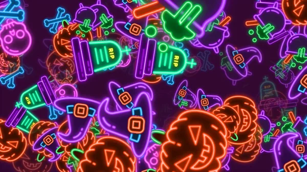 Fondo Patrón Sin Costuras Iconos Halloween Multicolores — Foto de Stock
