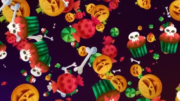 Halloween Ikony Pętla Animacji — Wideo stockowe