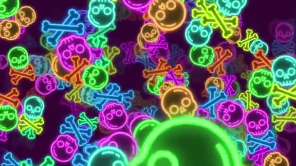 Simboli Neon Halloween Sul Loop Video Movimento — Video Stock