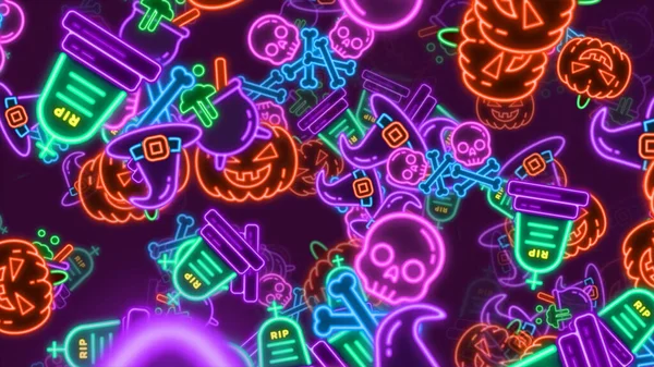 Fondo Patrón Sin Costuras Iconos Halloween Multicolores — Foto de Stock