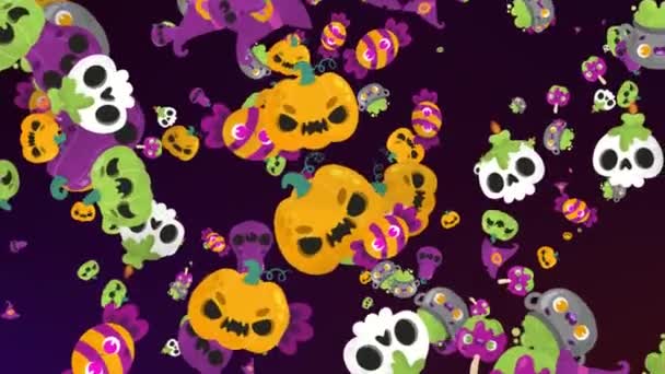 Halloween Elementen Achtergronden Motion Graphics Loop Video — Stockvideo