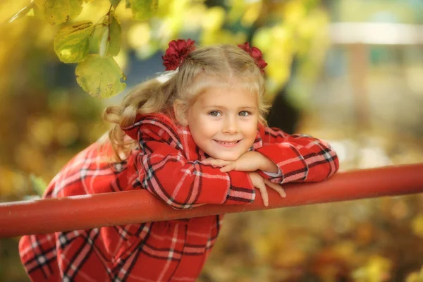 Menina feliz no parque de outono . — Fotografia de Stock