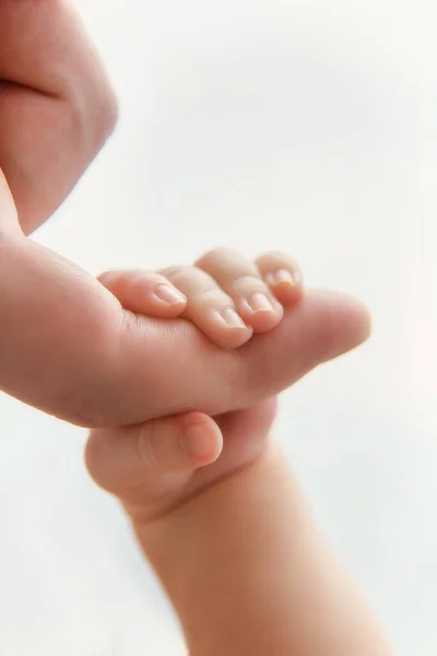 Рука ребенка держит палец отца. — стоковое фото