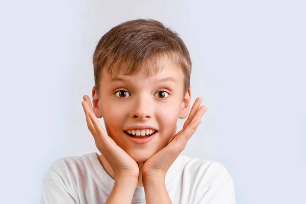 Portrait Wondered Excited Shoked Boy — Stock Photo, Image