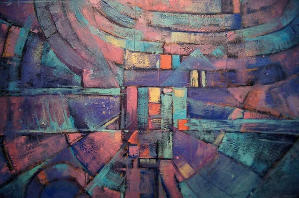 Abstracte Labyrint Heldere Abstracte Olieverf Paarse Kleuren Geïnspireerd Door Klassieke — Stockfoto