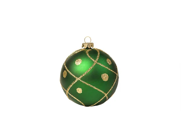 Geïsoleerde Groene Kerst Ornament Witte Achtergrond — Stockfoto