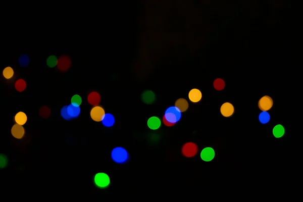 Lumières Défocalisées Multicolores Sur Fond Noir — Photo