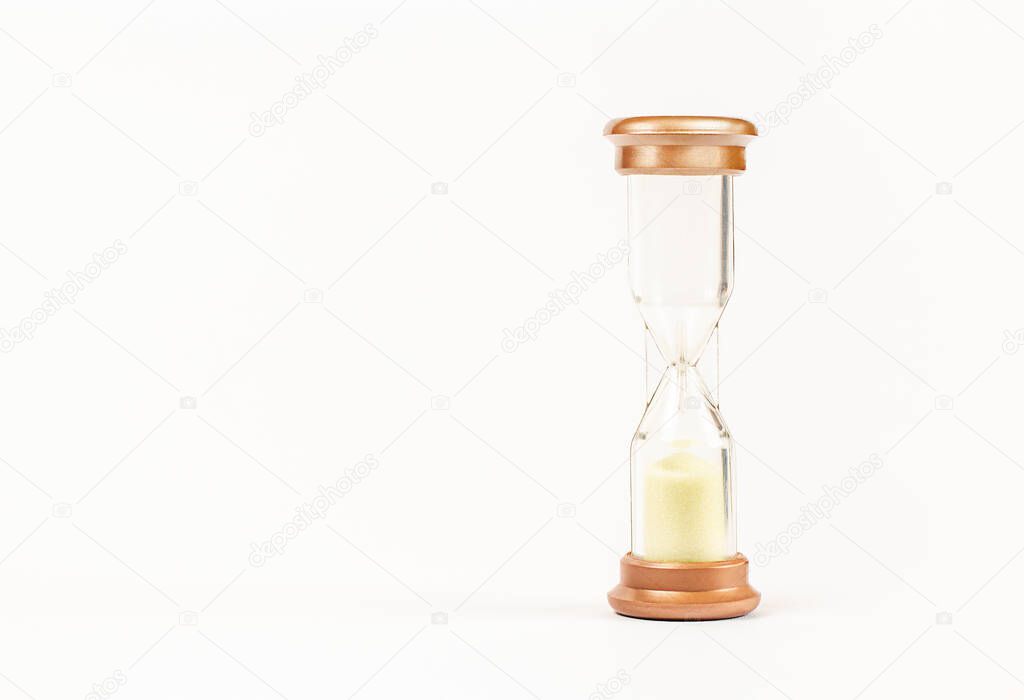 hourglass closeup isolated on white background