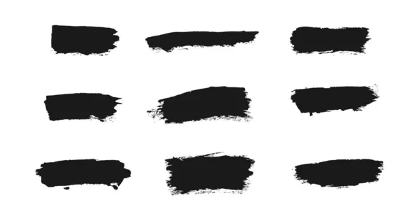 Grunge penseldrag vektor set. Insamling av frihandsbläck texturer — Stock vektor