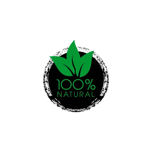 100 Natürlicher Blattvektor Badge Label Seal Aufkleber Logo Design — Stockvektor