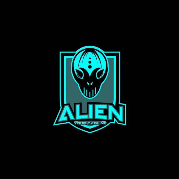 Alien Shield Vettoriale Logo Design — Vettoriale Stock