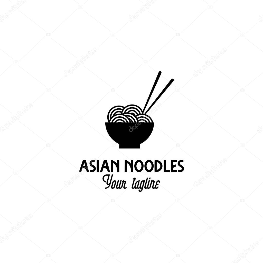 Asian cuisin noodles vector logo design