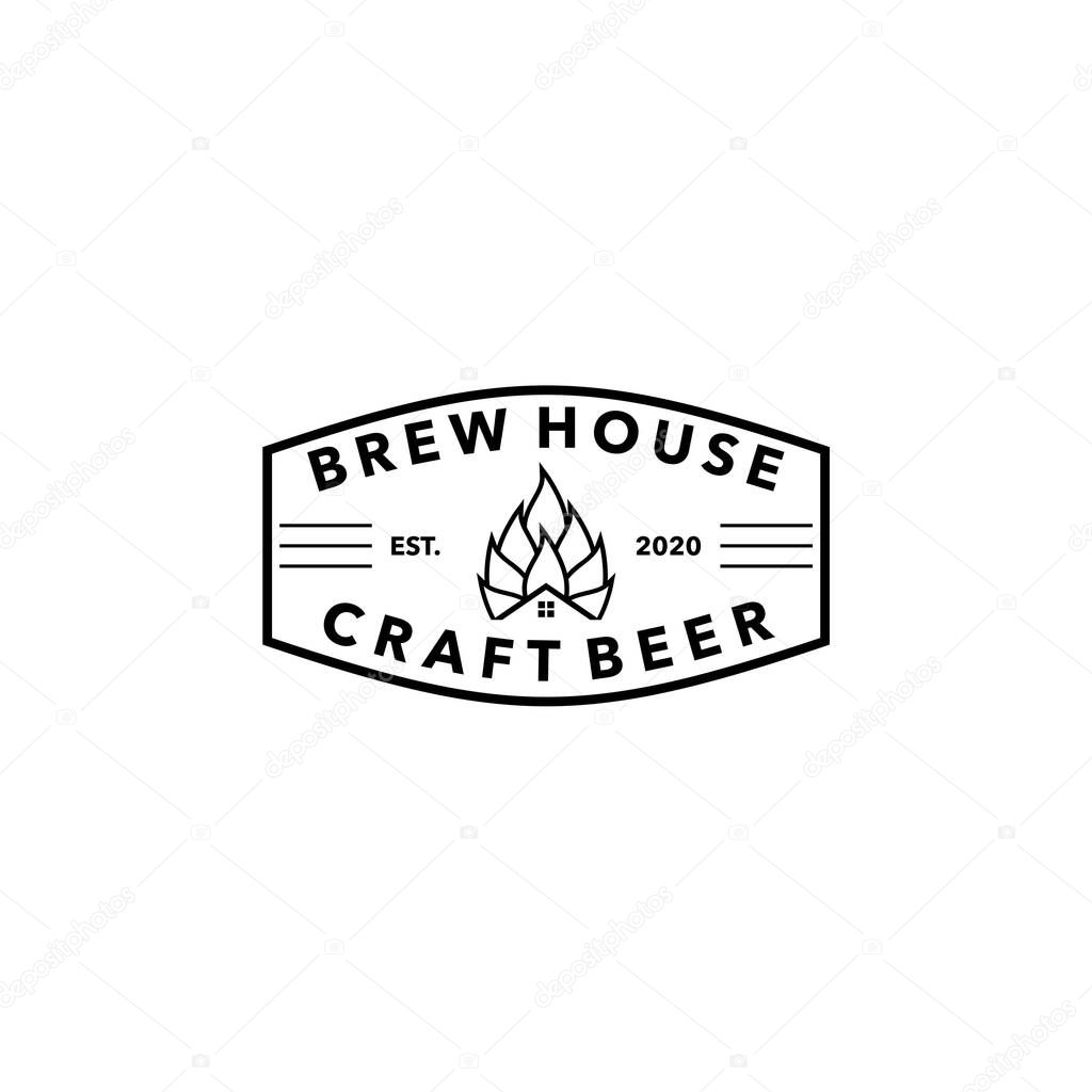 brew house craft beer vector logo design
