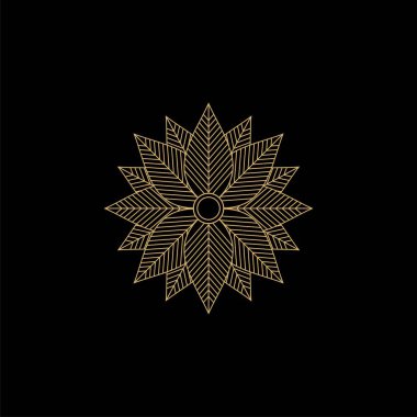 daire yaprağı mandala çizgisi sanat vektör logosu tasarımı