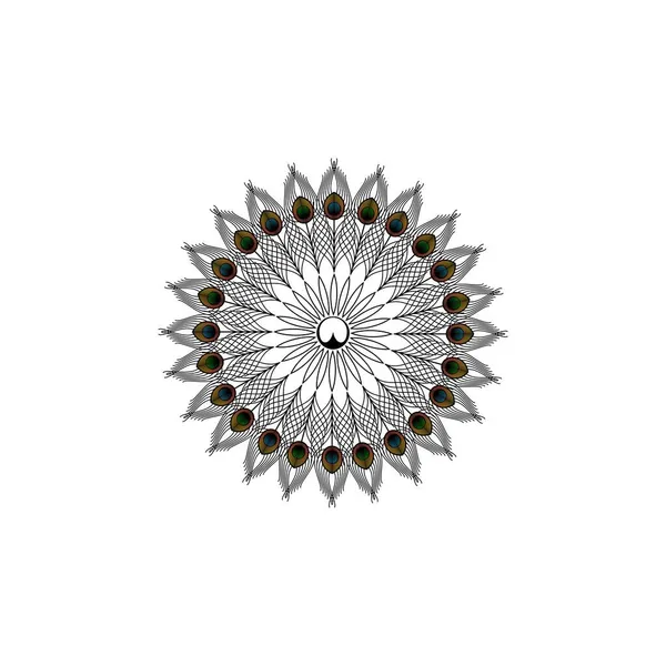 Cercle Plume Paon Élégance Mandala Vecteur Design — Image vectorielle