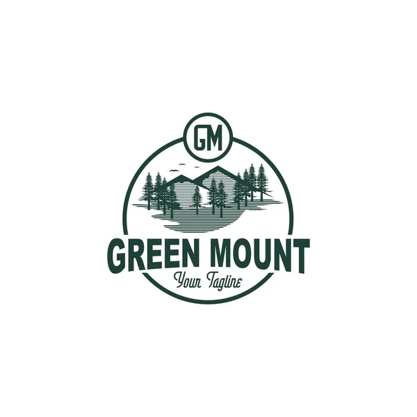 Logo Vecteur Montagne Vert Design — Image vectorielle