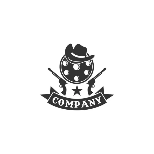 Guns Cowboy Hat Vector Logo Design — Stock Vector