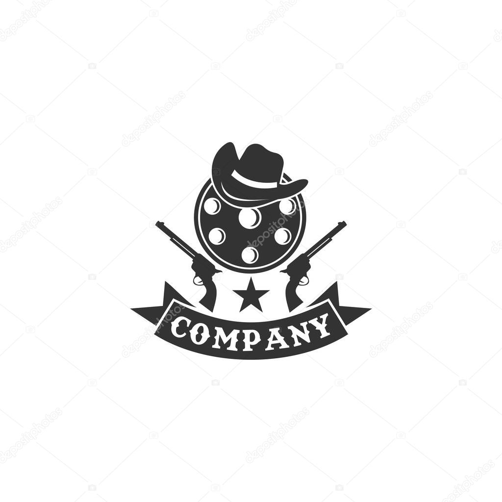 Guns with cowboy hat vector logo design